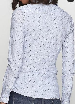 Белая трендовая рубашка в стиле casual в синий горох и полоска h&amp;m2 фото