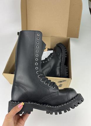 Ботинки steel 135/136o-blk на 15 люверсов черные кожа, оригинальные ботинки стол