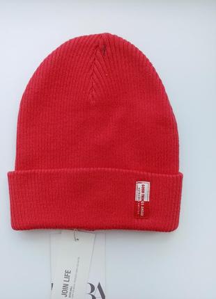 Шапка zara, детская шапка, шапка на осень, красная шапка1 фото