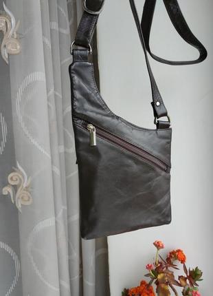 Кожаная сумка мессенджер genuine leather сумка через плечо кобура5 фото