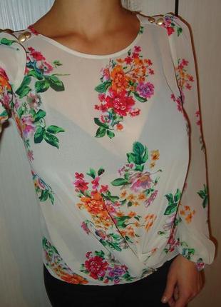 Блуза бохо в цветочный принт1 фото