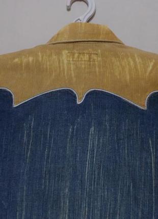 Новая рубашка джинс/вельвет двухцветная 'blue one' 50-52р4 фото