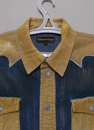 Новая рубашка джинс/вельвет двухцветная 'blue one' 50-52р2 фото