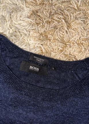 Футболка льняная hugo boss 'olvin' crew neck knit, с крайних коллекций бренда, оригинал5 фото