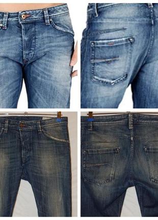 Чоловічі джинси diesel darron 0885r regular-slim з потертого синього деніму9 фото