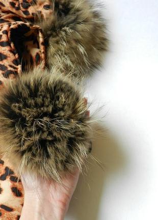 ✅крута подовжена жилетка з натуральним хутром єнот принт леопард3 фото