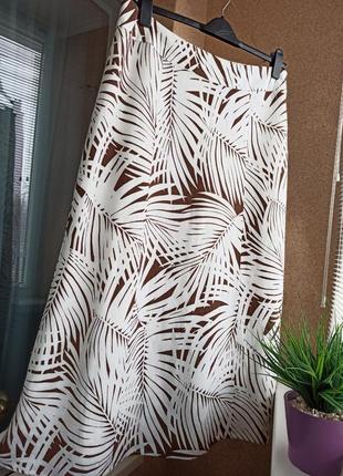 Красивая качественная длинная летняя юбка клиньями из натуральной ткани лен и вискоза