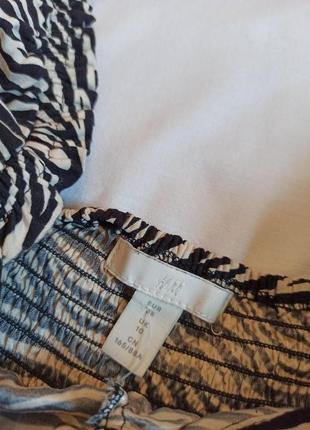 Топ/блуза в принт зебра с рукавами фонариками4 фото