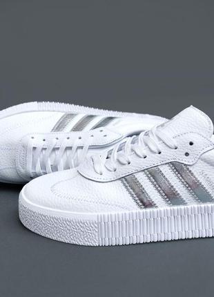 Кроссовки женские adidas sambarose white silver2 фото