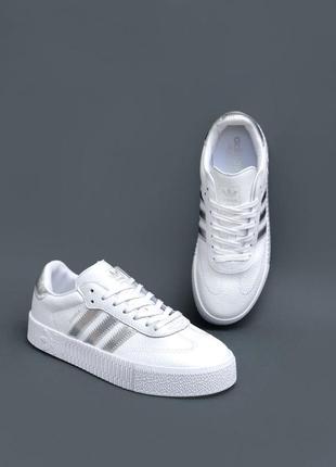 Кроссовки женские adidas sambarose white silver1 фото