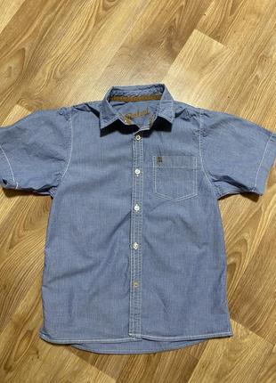 Хлопковая рубашка для мальчика джинсового цвета, 9-10 лет, 140 см