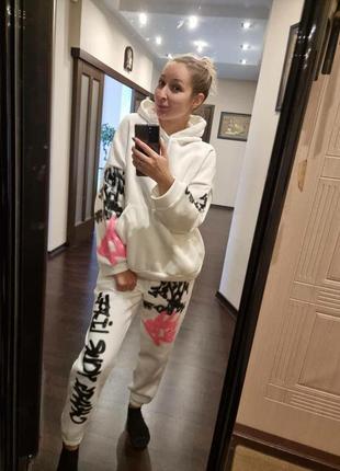 Стильний якісний спортивний костюм на флісі двійка