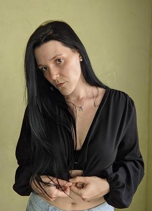 Кофта болеро черная с объемными рукавами🖤