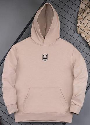 Худі pobedov 97 - герб 4 см наклейка чорна, бежевий