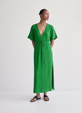 Зелена максі сукня з оголеною спиною massimo dutti