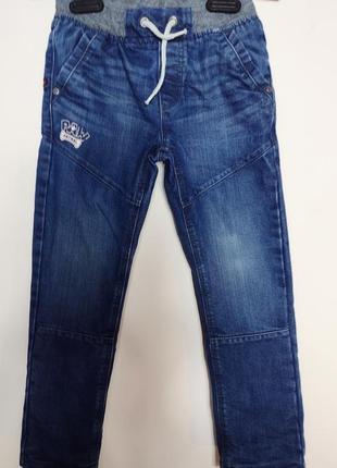 Утепленные джинсы на эластичном поясе с утяжкой,"щенячий патруль", рост 116.