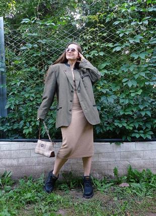 Лляний жакет австрія вінтаж піджак льон баиал хакі