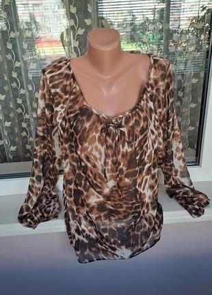 Женская шифоновая блуза/леопардовая блузка