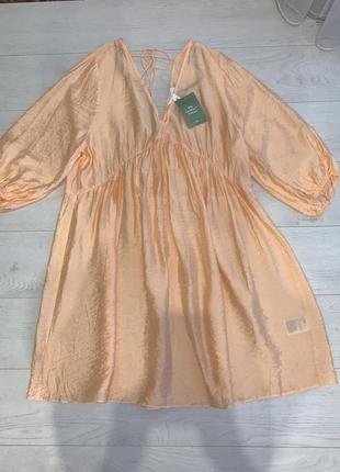 Короткое платье платье оверсайз широкое оранжевое вискоза новое h&amp;m l-xl1 фото