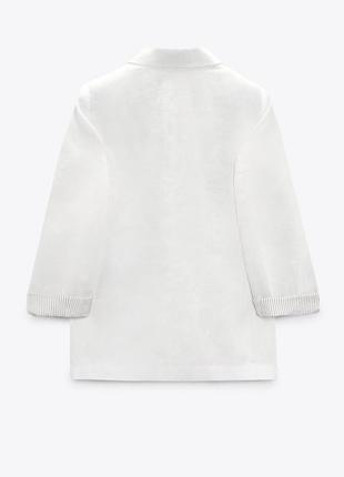 Пиджак льняной с манжетами zara original spain льняной пиджак зара Белый пиджак блейзер зара3 фото