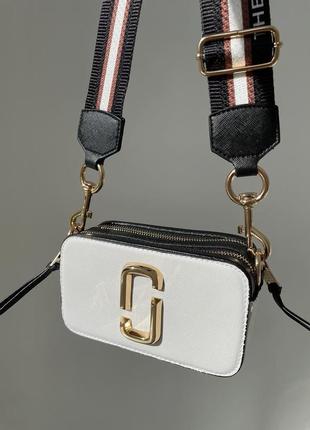 Сумка marc jacobs small camera bag white black4 фото