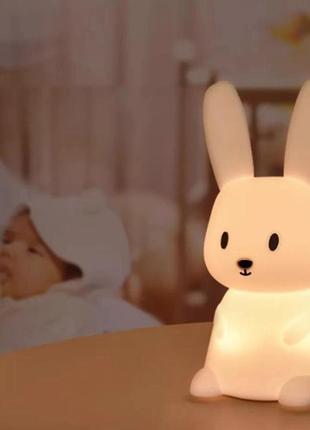Светильник детский силиконовый зайка bunny. ночной светильник.4 фото