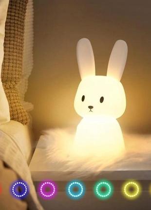 Світильник дитячий силіконовий кролик bunny. нічний світильник.5 фото