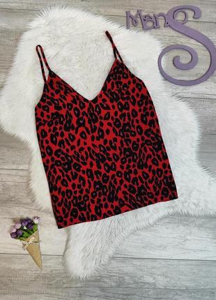 Женское летняя блуза new look красного цвета с леопардовым принтом размер 48 l2 фото