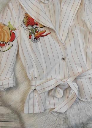 Женский костюм nelva белый в полоску пиджак с поясом и брюки размер 44 s2 фото
