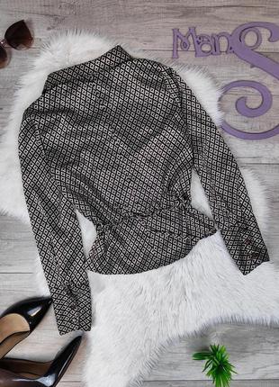 Жіноча блуза з довгим рукавом pretty one з поясом шоколадного кольору з принтом розмір 44 s5 фото