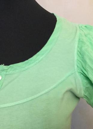 Салатовая трикотажная футболка а-силуэта, m&s, размер 18-22, пог-60-64 см5 фото
