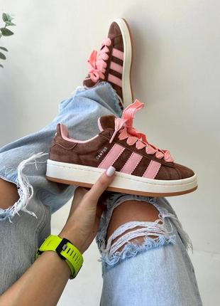 Женские кроссовки adidas campus brown pink2 фото