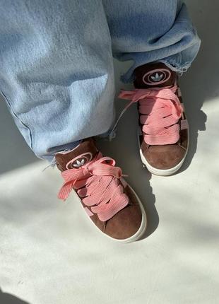 Женские кроссовки adidas campus brown pink4 фото