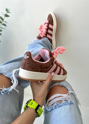 Женские кроссовки adidas campus brown pink3 фото