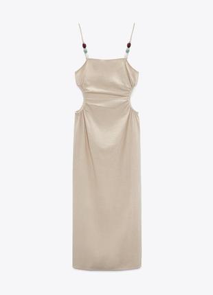 Льняна сукня с розрізами нова колекція zara платье из смессового льна льняное новая коллекция с разрезами zara4 фото