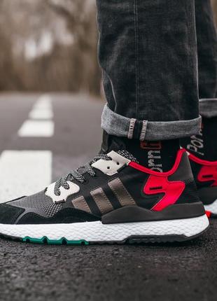 Adidas nite jogger black\red, мужские кроссовки адидас весна-осень