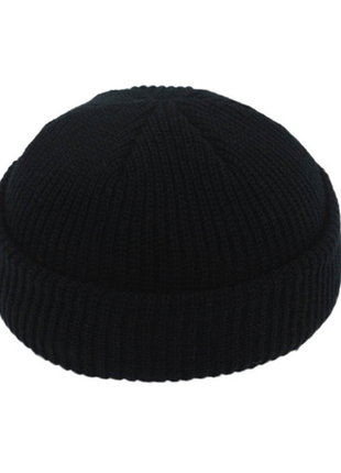 Шапка шапочка докер біні бини с заворотом чоловіча жіноча унісекс чорна якісна нова4 фото