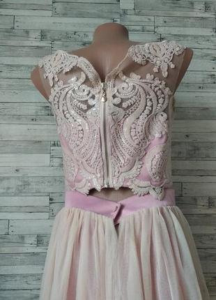 Вечерний костюм платье топ с длинной юбкой из фатина нежно розовый размер 40-42 (xs)9 фото