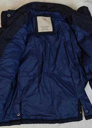 Детская стеганая куртка zara для мальчика темно-синяя демисезонная размер 1107 фото