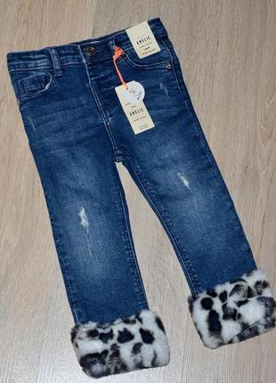 Новые джинсы river island mini amelia 18-24 мес. skinny stretch 1,5-2 года джинси красивые нарядные модные стильные с опушкой мехом скинни стрейч