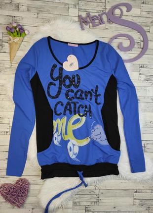 Женская блузка pink fly синяя с принтом пайетки бисер размер s 44