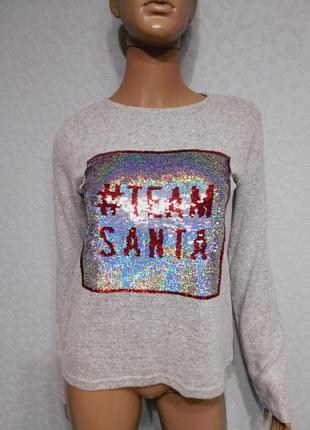 Новогодний свитер на девочку подростка, кофта с пайетками4 фото
