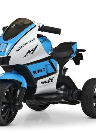 Дитячий електромотоцикл super moto v6 (біло-синій колір)