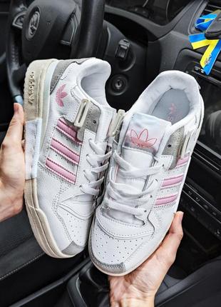 Женские кроссовки adidas forum '84 low white pink белые с розовым3 фото