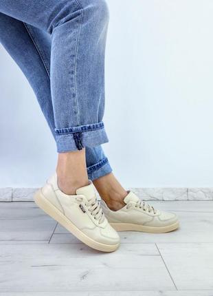 🍃кеды jerry из натуральной кожи бежевые р. 34 - 41
