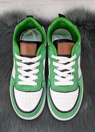 Кроссовки кеды женские белые с зеленым swin-shoes 42185 фото