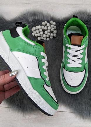 Кроссовки кеды женские белые с зеленым swin-shoes 42186 фото