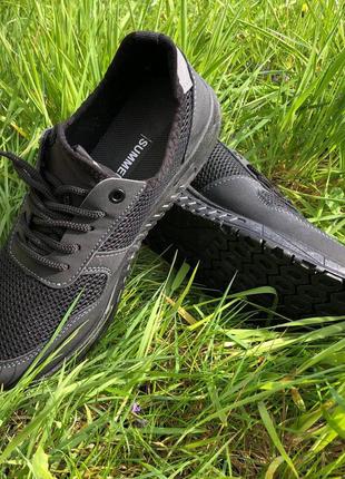Мужские кроссовки лето черные 41 размер. кроссовки сетка сеточка мужские. модель 83872. цвет: черный8 фото