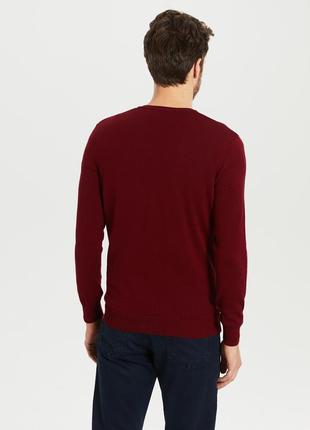 Бордовый мужской свитер lc waikiki / лс вайкики с v-образным вырезом3 фото