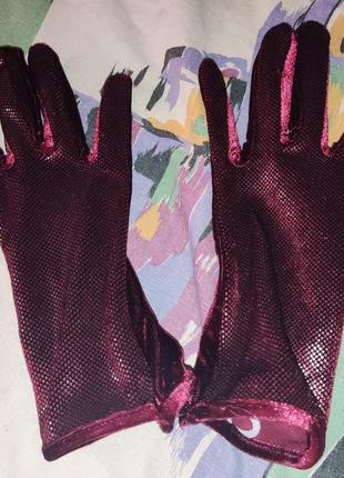 Велюровые перчатки с люриксом3 фото
